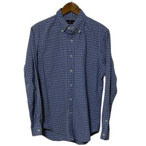 Ralph Lauren Plaid Long Sleeve Button Up Shirt Blue Flesh Pony Large Cotton